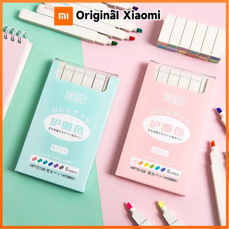 Xiaomi 6-12 Colors Highlighters Cute Pastel Pens Bible Pens Soft Tip Aesthetics Markers Kawaii Stationary for Students School Supplies