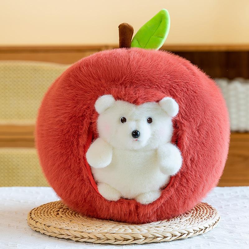 

Apple hedgehog plush toy steals doll birthday gift doll detachable simulated fruit 25*30cm【0.38kg】