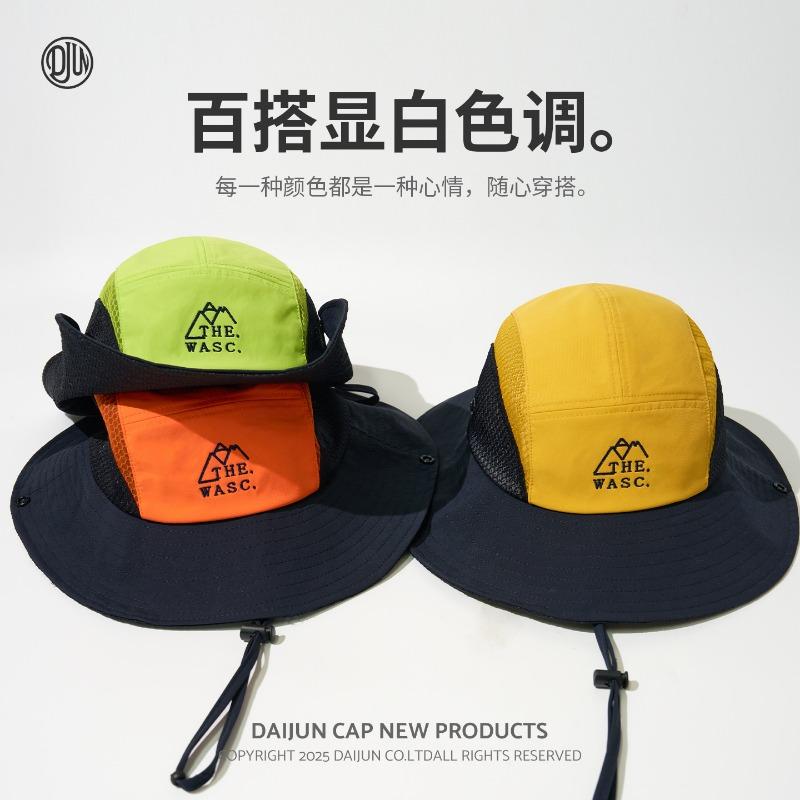 Summer new quick-drying bucket hat women's retro sunshade sunscreen mesh breathable mountaineering hat men's jungle fishing