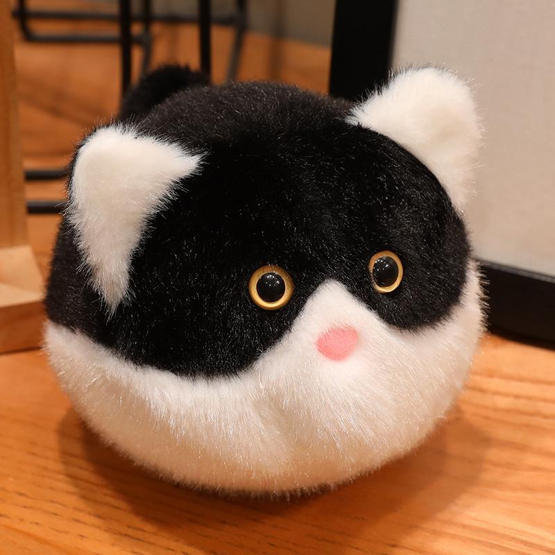 Cute Round Animal Plush Doll Mini Fluffy Cat Dog Fox Husky Stuffed Toy Soft Small Animal Plushies Decor Birthday Gift