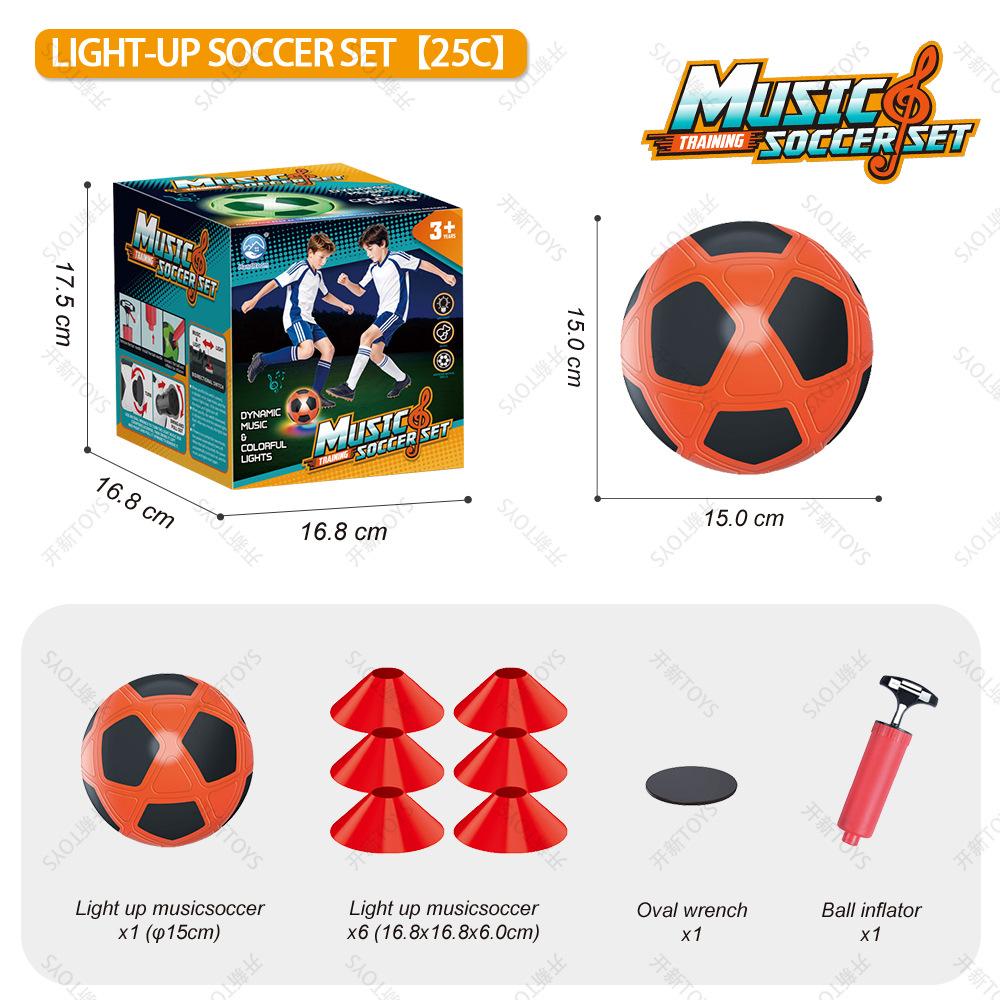 Light Up Musical Soccer Ball Set Kids Outdoor Training Toy Gift Blue Size 5 1 Set