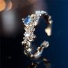 Charm Damen Wasserblau Kristall Verstellbarer Offener Ring Goldfarbe Süßes Geschenk Hochzeits Schmuck Für Frauen