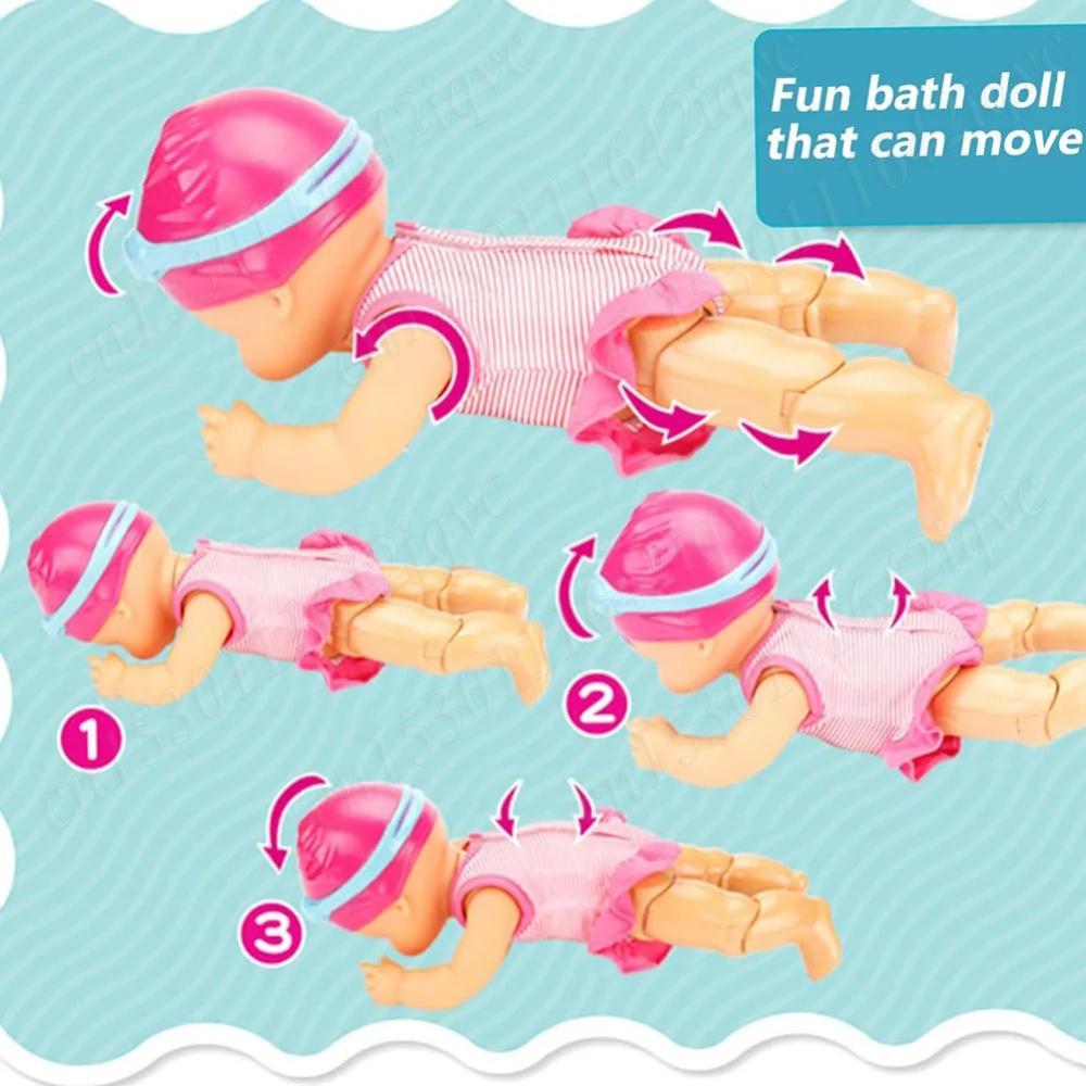 Baby Swimming Electric Doll Detachable Joint Waterproof Doll Battery Powered Cute Movable Toy Realistic Pool Dolls for Kids Gfit