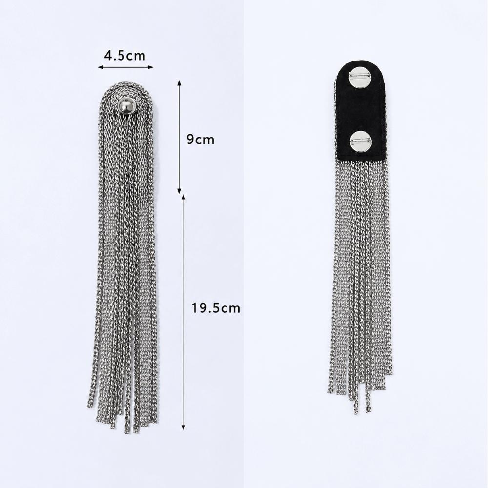 Handmade Shoulder Epaulette Long Chain Electroplating Tassel Chain Brooch Beads Fabric Metal Detachable Epaulette Badge