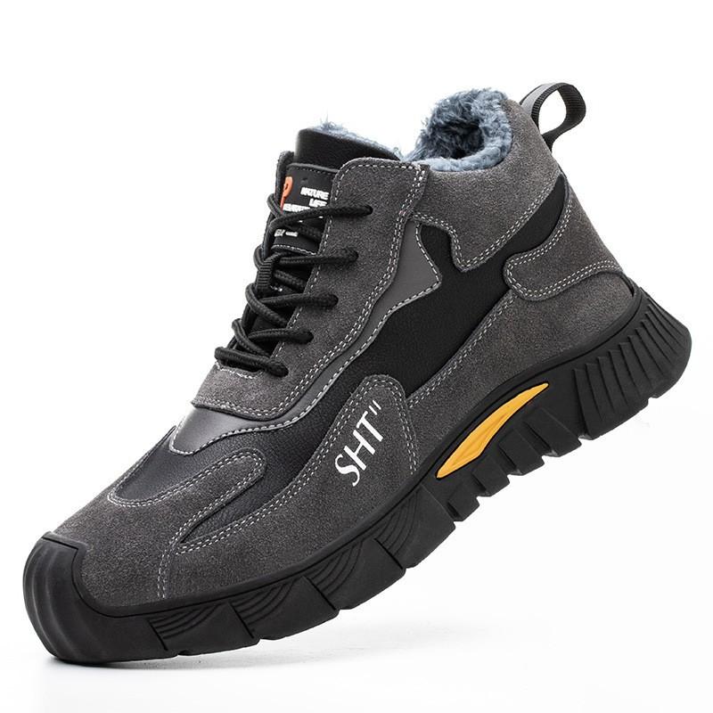 

Men s Safety Shoes Thickened Keep Warmer Fleece-lined Men Women Anti-smash Winter with Steel Toe Cap Puncture Safety Sneakers 46 серый