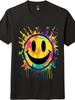 Colorful -Paint Smile Cartoon Casual T-Shirt| Unisex Tee In Black and White