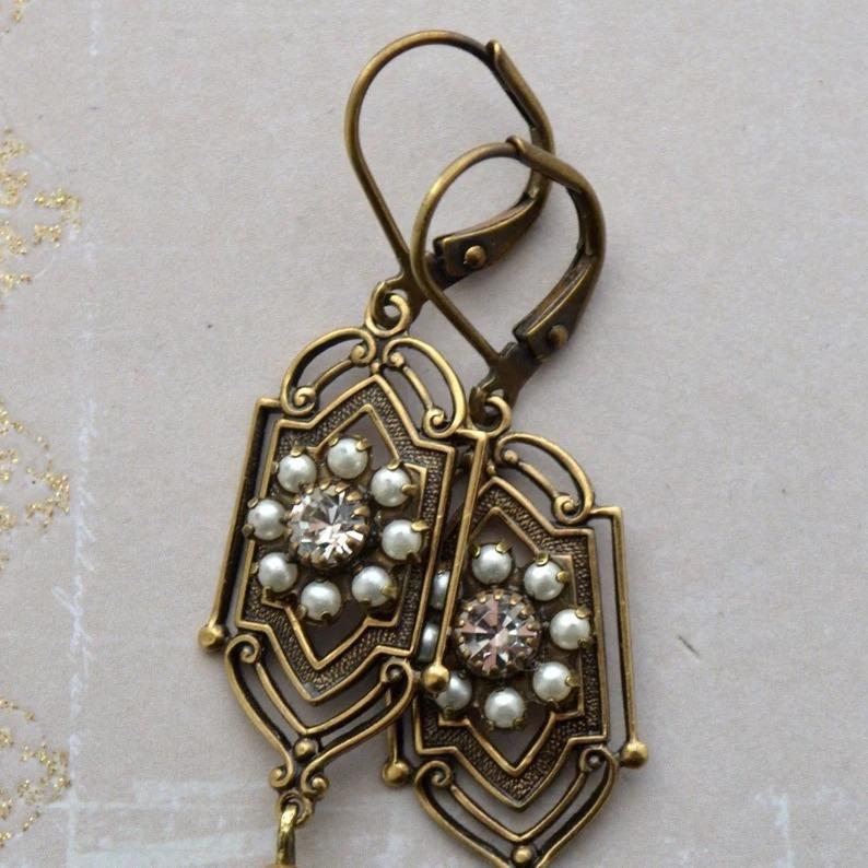 Boho Ethnic Geometric Waterdrop Stone Earrings Jewelry Gold Color Red Blue White Pearl Handmade Earrings for Women Girls Gift