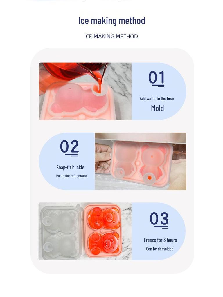 Bear Silicone Ice Cube Tray & Popsicle Mold - Cartoon Ice Ball & Ice Cream Maker
