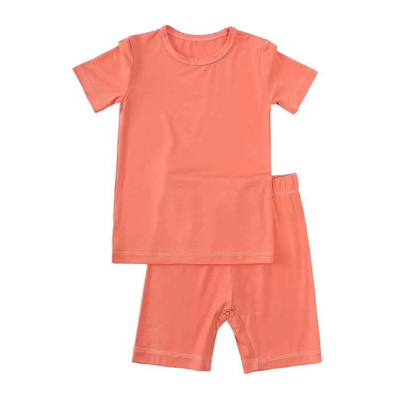 Bamboo Fiber Kids Boys Girls Clothes Set Breathable Pajamas Short Sleeve Top+Shorts Baby Loungewear Children's Sleepwear