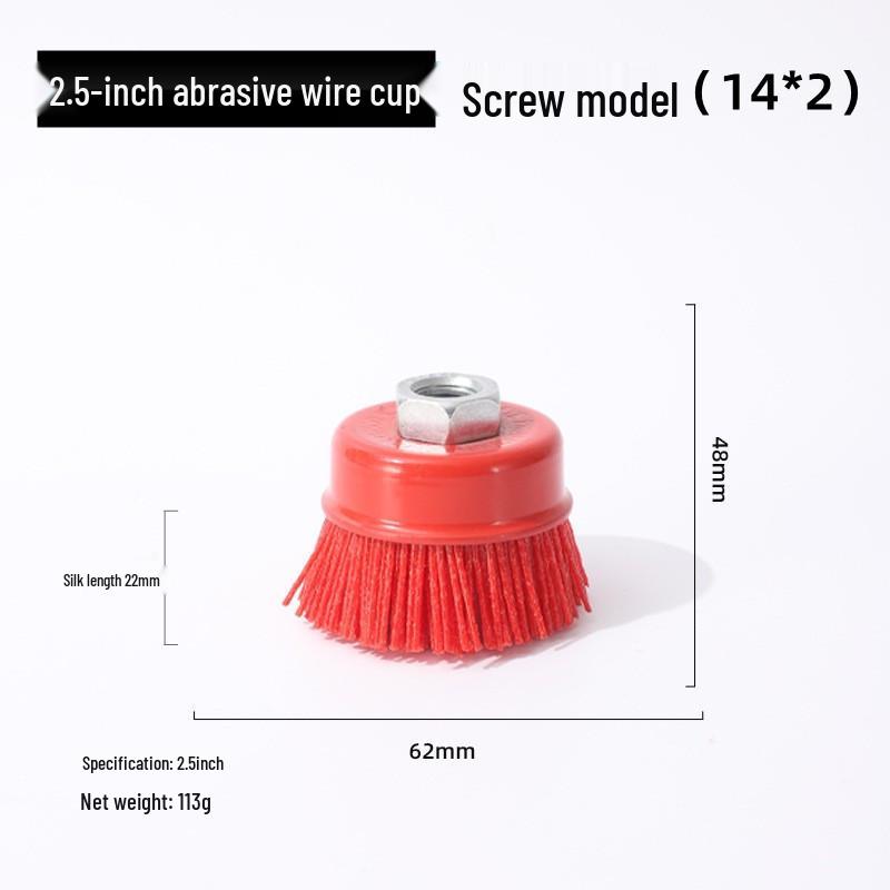 Bowl-shaped M14 Nylon Abrasive Wire Brush with 5/8-11 Nut - DuPont Grinding Wheel.