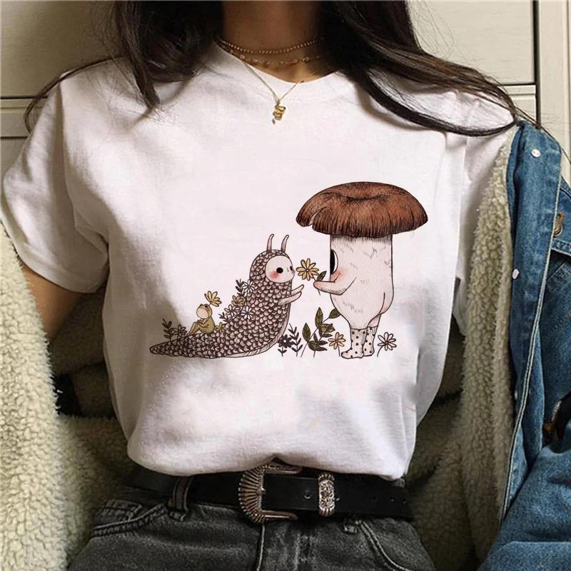 Harajuku casual women's T-shirt summer cartoon women's mushroom pattern women's T-shirt Harajuku street wear T-shirt