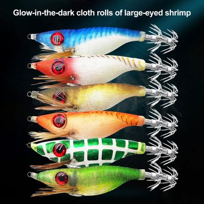 Shrimp Fake Bait Fishing Lure with Sharp Hook Realistic Looking 3D Eyes Bright Colors Luminous Hard Lure Artificial Bait