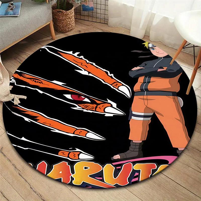 Naruto Fire Sage Mode Round Area Rug Carpet Rug For Living Room Bedroom Sofa Playroom Decor Nonslip Floor Mat