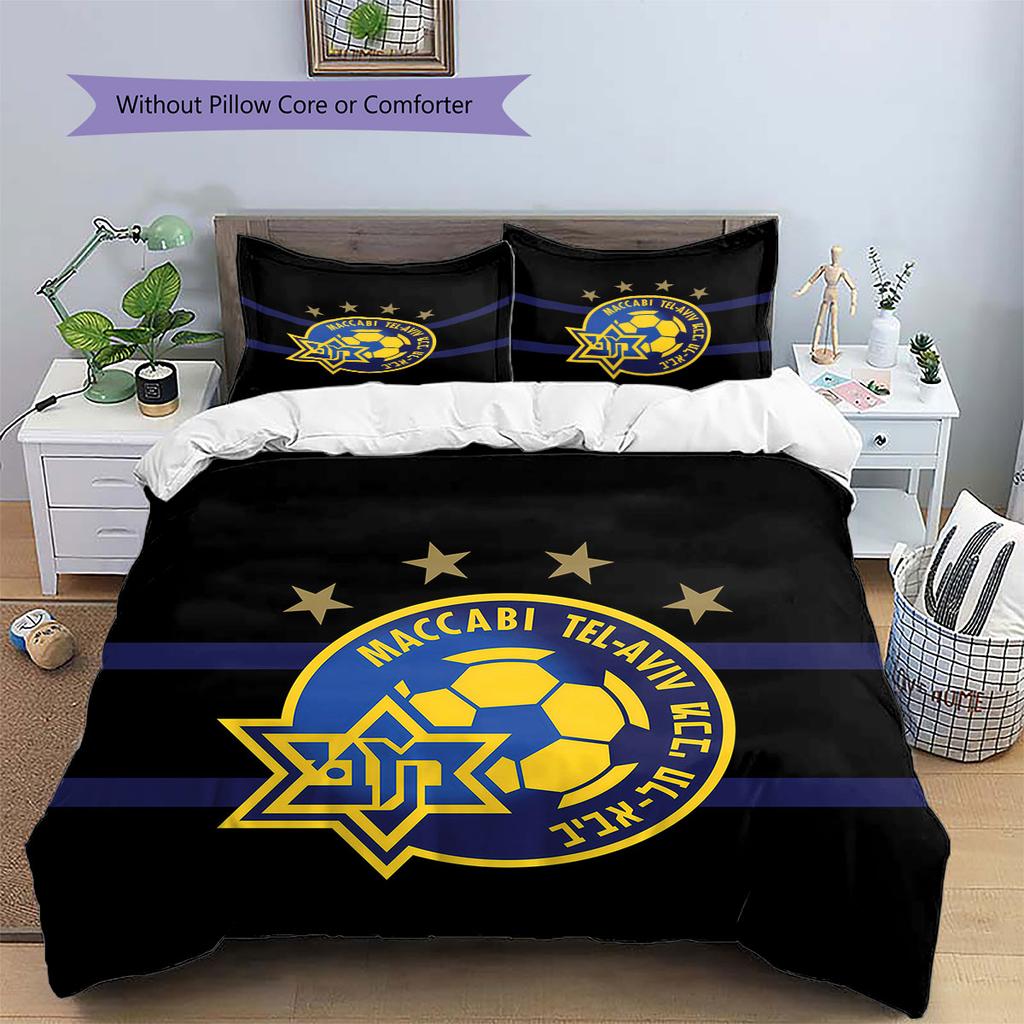Maccabi Tel Aviv F.C Pattern Bedding,Quilt Set Quilt Cover Pillowcase Home Birthday Gift(1 * duvet cover + 2 * pillowcase, without core)