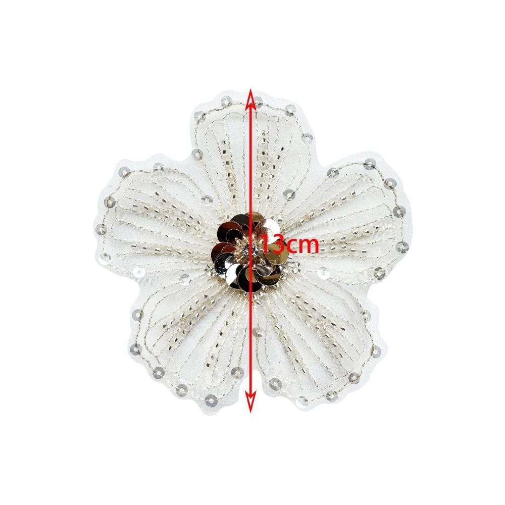 2pcs Exquisite 3D Sequin Flower Applique Handmade DIY Crafts Cloth Patch Lace Fabric Cloth Applique Dressmaking