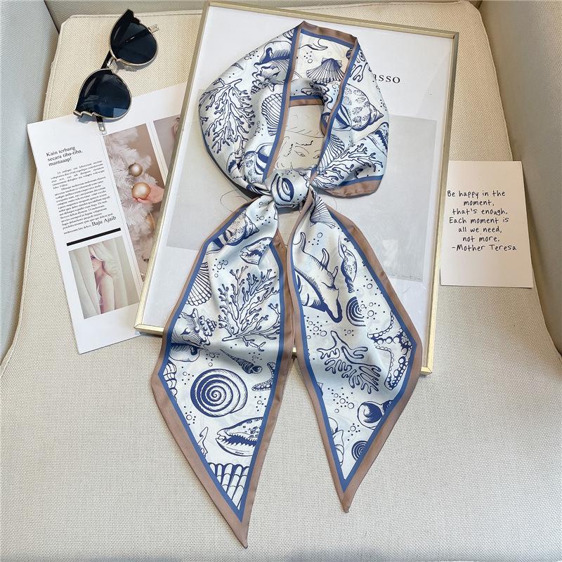 New animal print silk scarf, headband, hair rope, women's Korean tied hair, ribbon, long bundle, streamer hair accessories