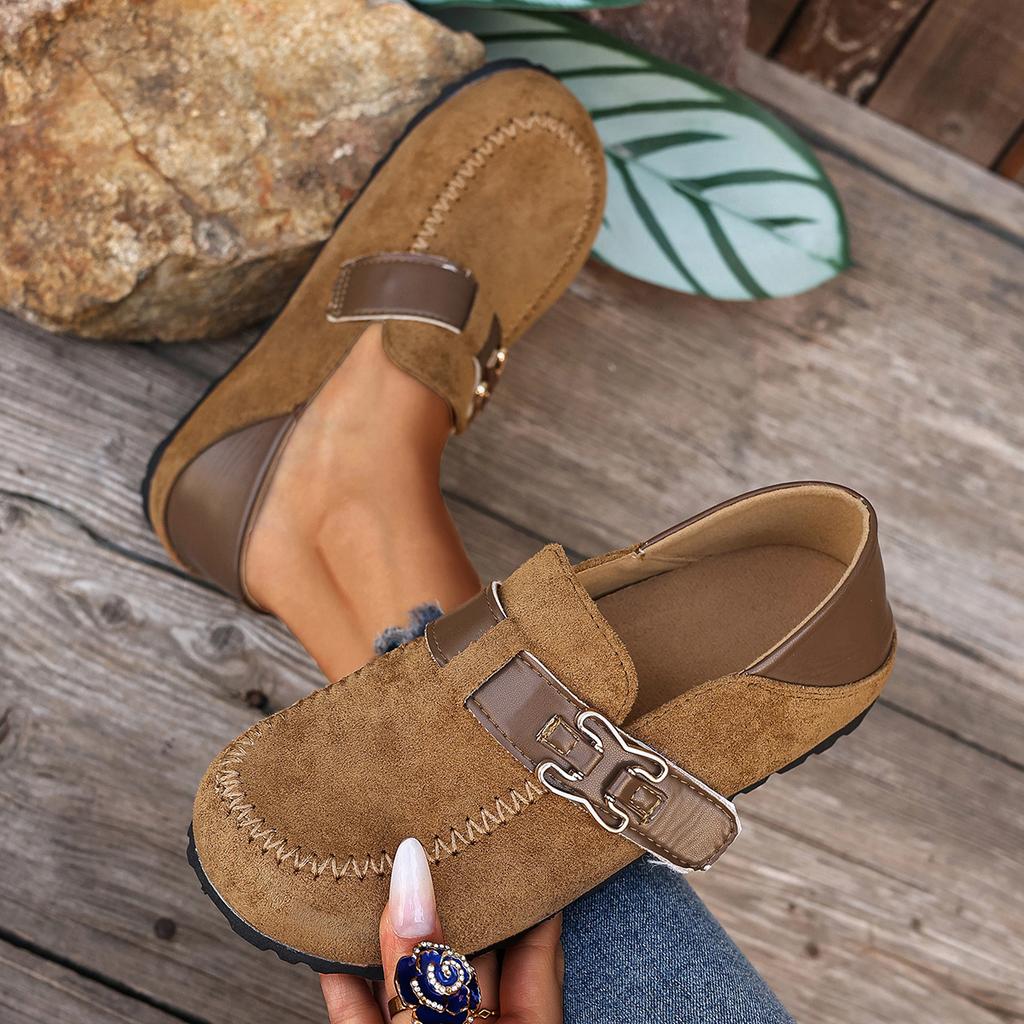 Chunky Sole Retro Birkenstock Style Shoes for Women – New Flat Casual Slip-Ons, Round Toe Comfort Footwear
