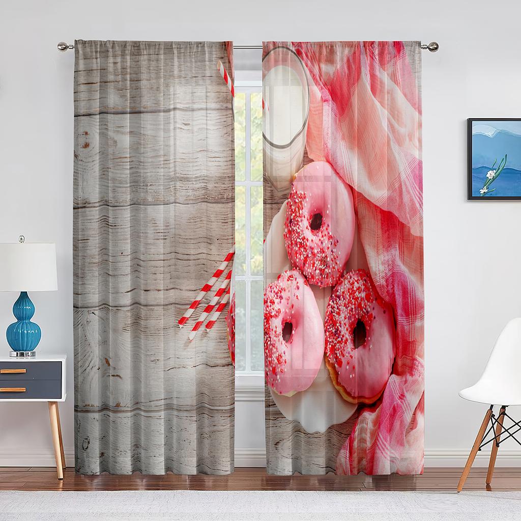 Naleśniki owocowe jagodowe Smaczne jedzenie Przezroczysta zasłona do salonu sypialni kuchni domowej Szyfonowe tiulowe zasłony Dekoracja okna