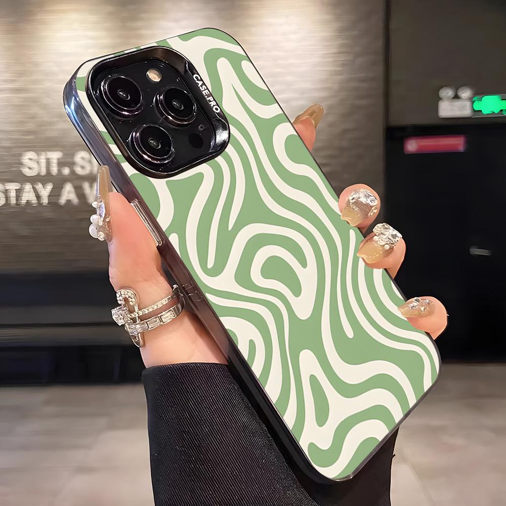 Green Texture Phone Case For IPhone 17 Pro Max 16 15 14 13 11 12 Mini Xs Xr 8 Plus Se Color Silver Cover