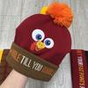 Acrylic Knitted Beanie Hat Warm Embroidered Beanies Funny Thanksgiving Hat  Themed Party