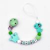 Custom Personalized Name Handmade Pacifier Clip Holder Cartoon Silicone Dinosaur Pacifier Chain Baby Teether Teething Chain Gift