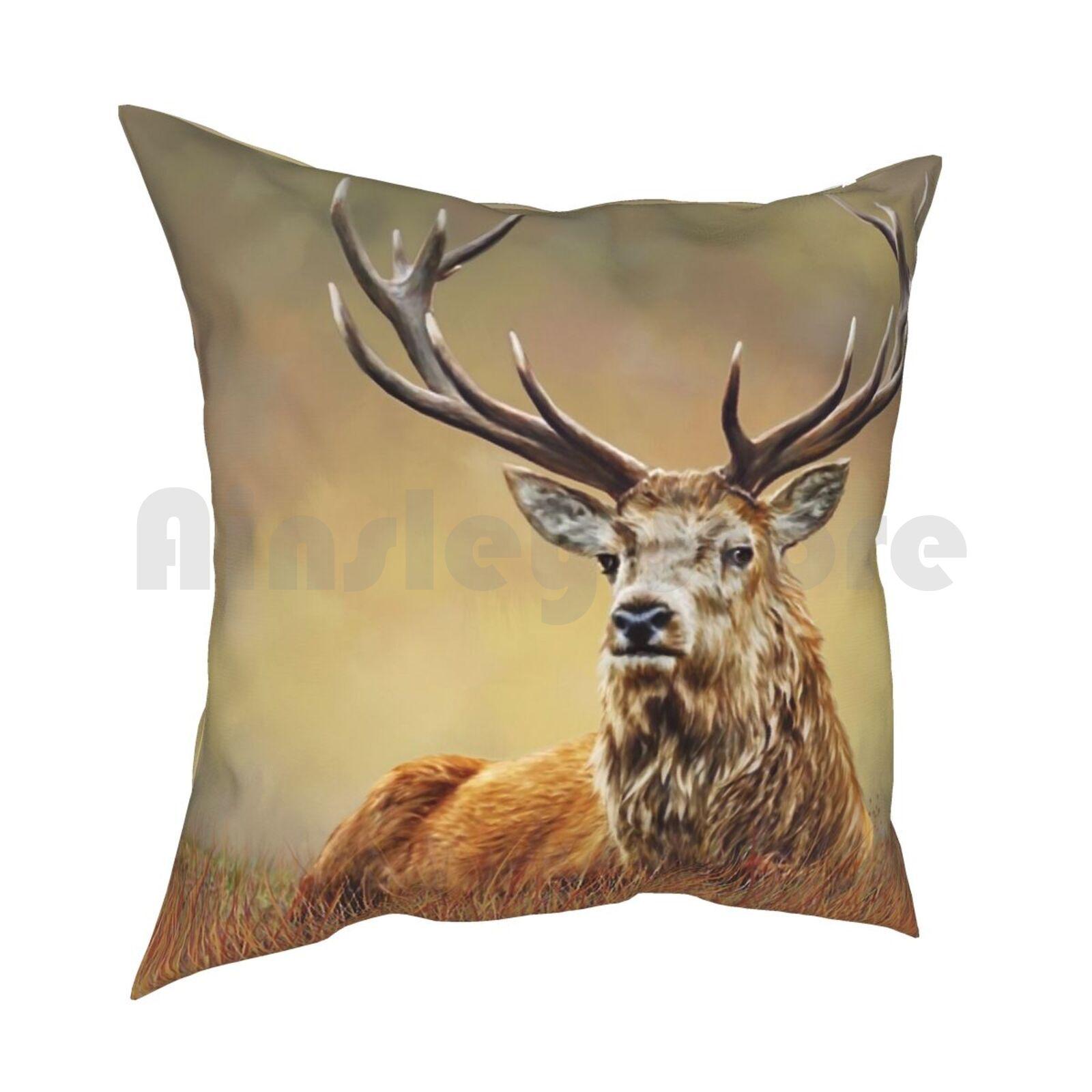 King Of The Forest Pillow Case Printed Home Soft DIY Pillow Cover Stag Red Deer Christmas Stag Christmas Red Deer Stag Red 30x30cm 12x12in