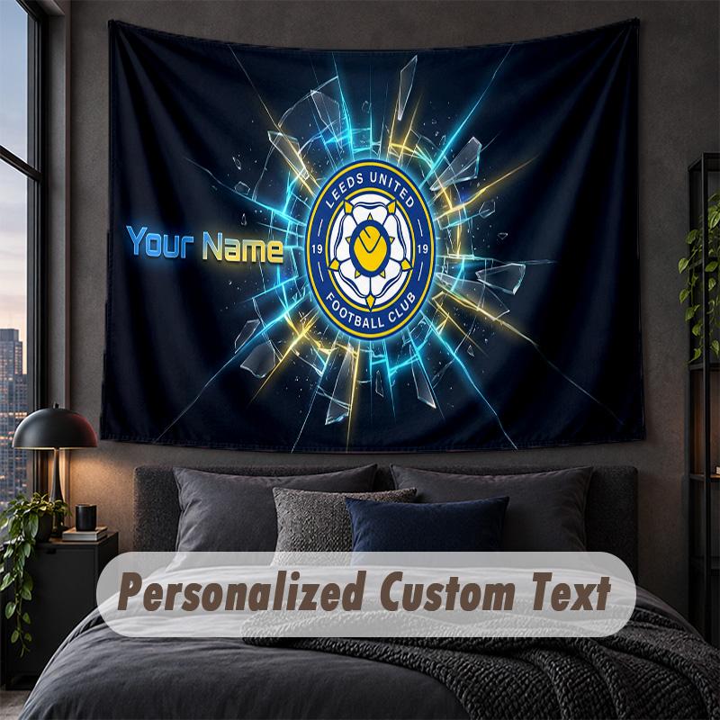 Custom Name Text Tapestry,Leeds United Decorative Wall Hanging, Background Tapestry For Home Bedroom