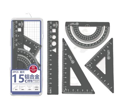 4 szt./zestaw aluminiowych linijek metalowych/plastikowych/miękkich geometrii matematycznych kompasów do rysowania artykułów piśmienniczych linijek matematycznych do szkoły