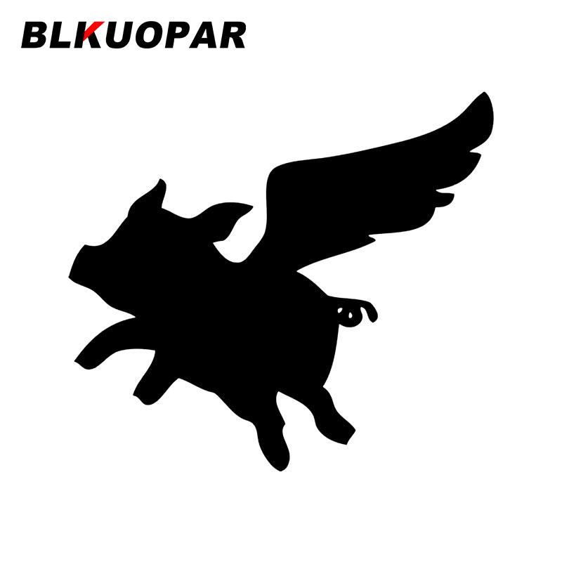BLKUOPAR Pig Wing Car Stickers ATV Vinyl Creative Die-cut Waterproof Sunscreen Refrigerator Helmet Decoration Caravan Car Lable
