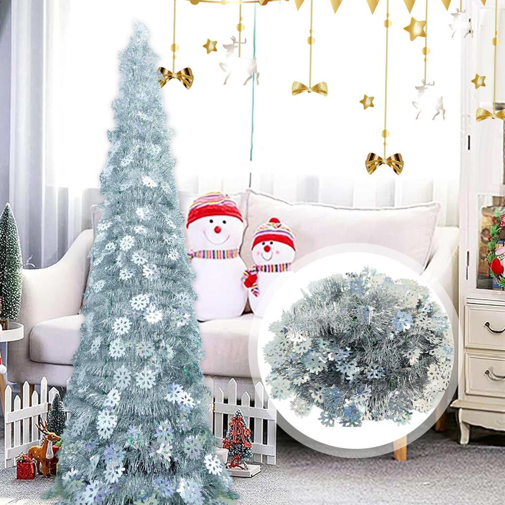 Christmas Tree Faux Christmas Tree Realistic Snowflake Design 59IN Ornament For Home Indoor Porch Tabletop Holiday Apartment