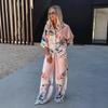 Damski Zestaw 2-częściowy Koszula z Długim Rękawem i Wzorem oraz Spodnie Casualowy Streetwear Loungewear