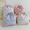 Portable Organizer Cotton Makeup Bag Travel Underwear Clothing Drawstring Bags Flower Print Mom Bags Cosmetic Bags
