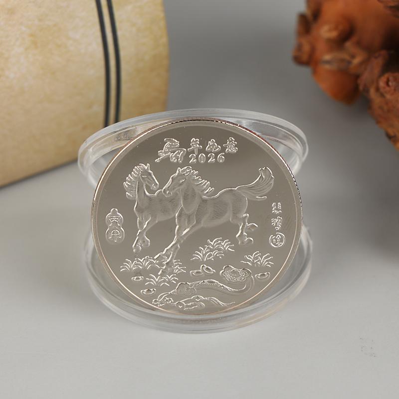 2026 Year Of The Horse Chinese Lucky Souvenir Coin Iron Crafts 40Mm Zodiac Horse Commemorative Medal Event Gift