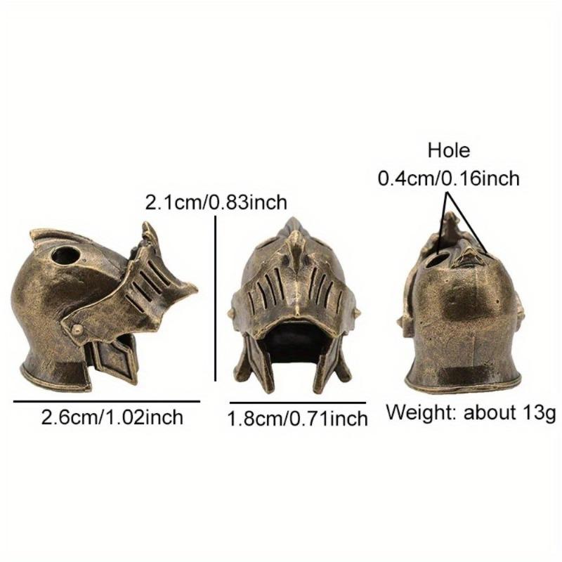 Knight Helmet Brass Knife Bead Outdoor DIY Paracord Accessories Woven Lanyard Pendant Jewelry Punk Survival Bracelets Charms