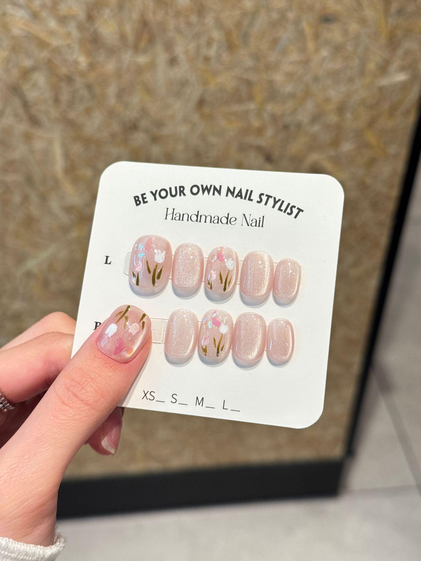 

Xiaohongshu Hot Pink Cat Eye Tulip Butterfly Press-On Nails Extra Small (XS)