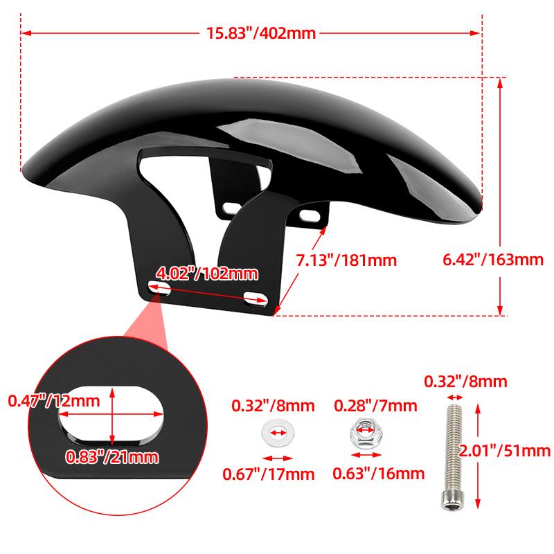 Motorcycle Accessories For Harley Softail M8 Fatboy FLFBS FLFB 2018-up Front Fender Short Mudguards Protector Cover Gloss Black