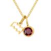 eManco Zodiac Rune Necklace with Rhinestone Birthstone in Stainless Steel
