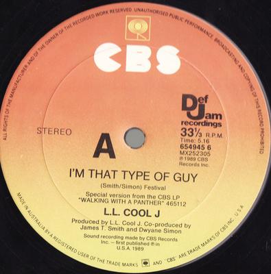 12inch Record LL COOL J - I'm That Type Of Guy 6549456 CBS, Def Jam Re 1989 Australia Rap & Hip-Hop/R&B Used