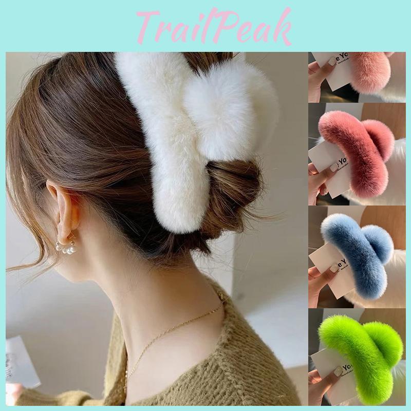 Fur Faux Hair Winter Claw Elegant Acrylic Hairpins Plush Hair Clip Barrette Crab Headwear For Women Girls Hair Accessories