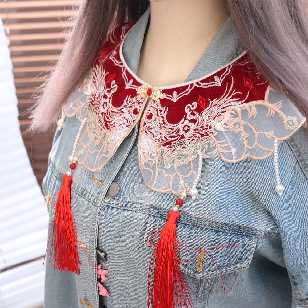 Embroidered Hanfu Collar Chinese Style Cheongsam Shawl Hanfu Shoulder Collar  for Women/Girls