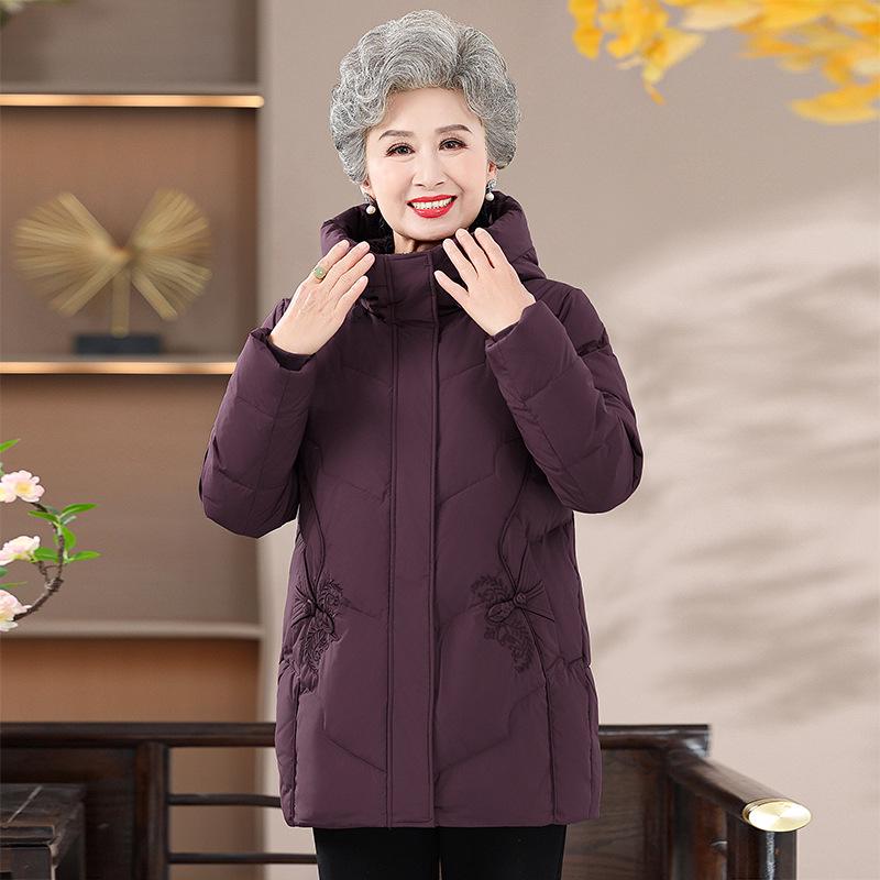 

New Style Winter Down Cotton Jacket for Middle-Aged and Elderly Women - Thickened Warm Grandma s Coat 5XL recommends for 150-165 kg фіолетовий/червоний