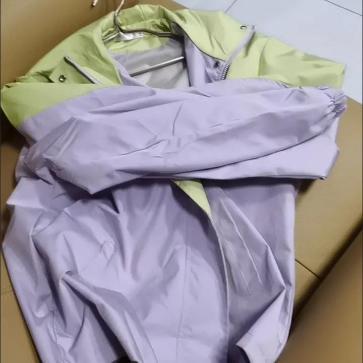 Women's Purple Hooded Windbreaker Fashionable Casual Jacket Premium Look Youthful and Chic Blazer