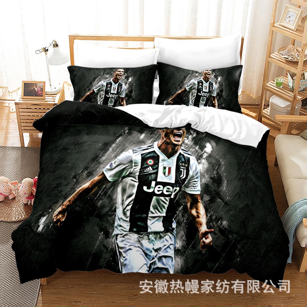 3D Three-Piece Size Football Quilt Cover Quilt Cover Home Textile
