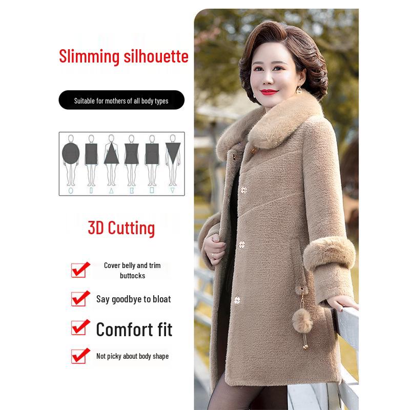 Mom's Mink Fleece Woolen Coat for Middle-Aged & Elderly Women - Autumn/Winter