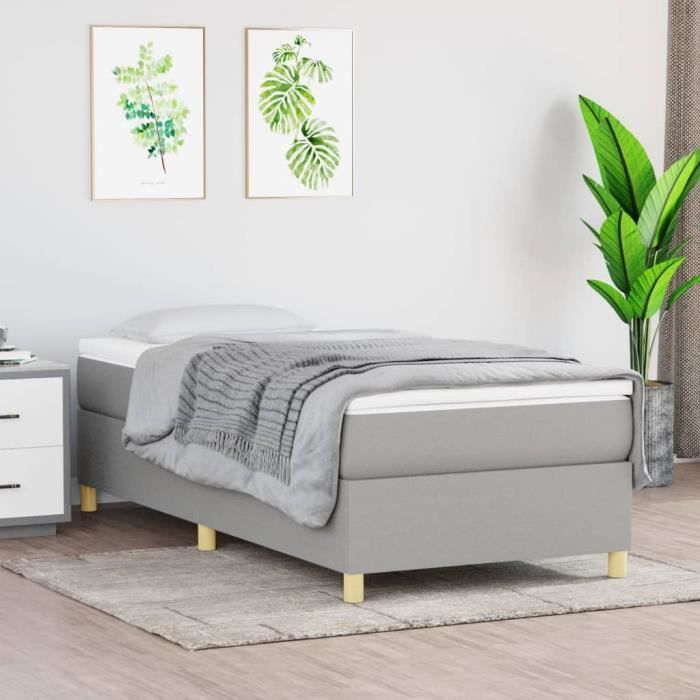 3144474 vidaXL Lit à sommier tapissier avec matelas Gris clair 80x200 cm Tissu