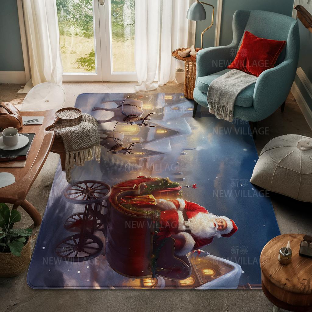 House Entrance Carpet Home Door Mat Living Room Bath Foot Bathroom Non-slip Water Absorption Rugs Bath Merry Christmas Winter