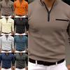 Men Long Sleeve Polo Shirt Casual 1/4 Zip Golf Sport Slim Fit Solid T Shirt Top
