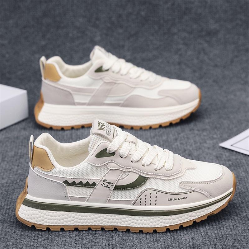 

Новые модные мужские кроссовки Four Seasons с толстой подошвой для студентов и мальчиков, трендовые кроссовки с мягкой подошвой, дышащие, повседневные кроссовки для бега 44 бежевый/зелёный