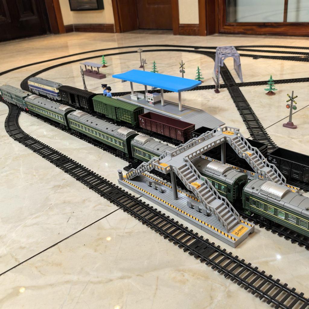 Electric Train Model Toy Track Set: Railway Crossing, Tunnel, and Bridge Accessories for Simulation and Sand Table Scenes