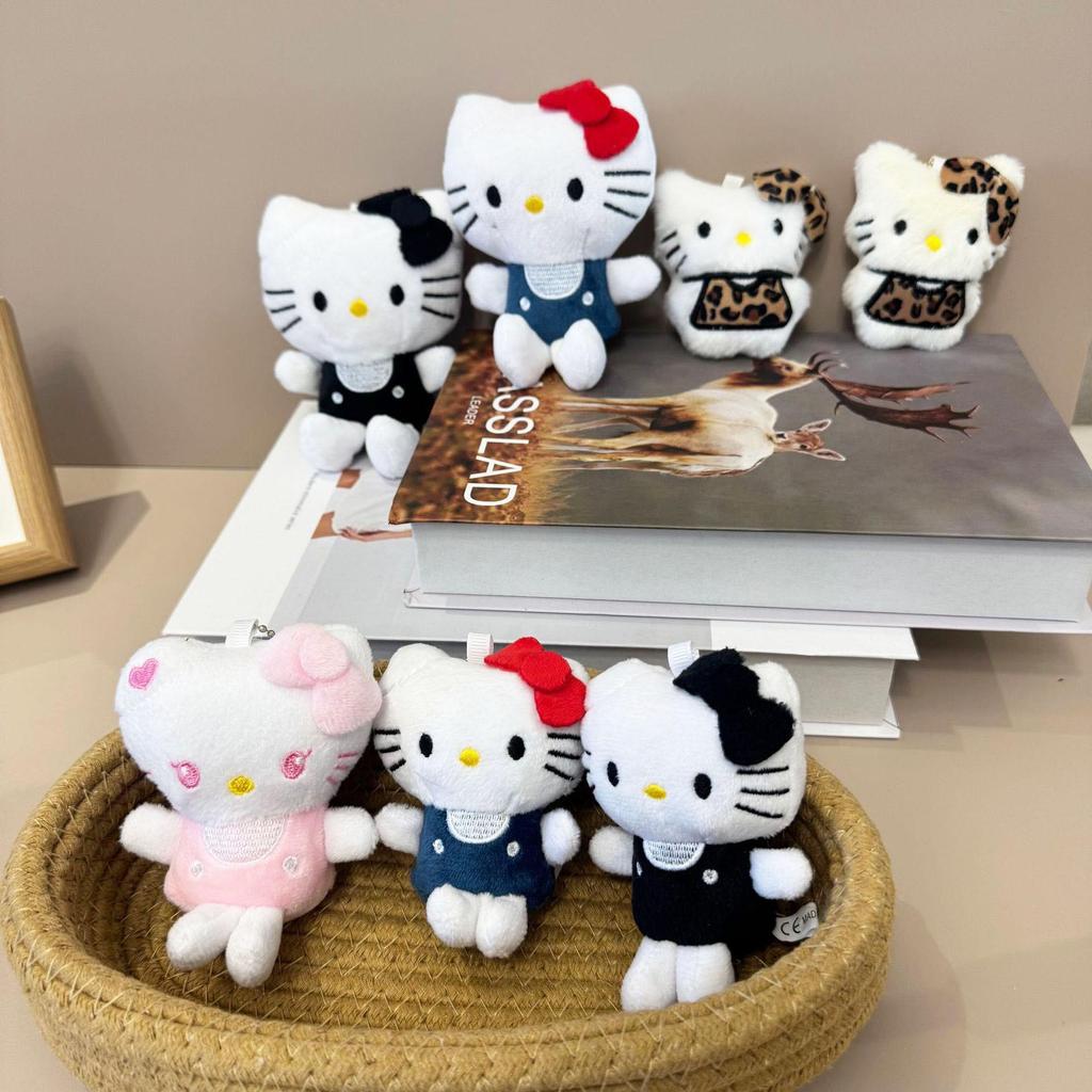 Hello Kitty Plush Keychain with Bow - Cute Cartoon Cat Bag Pendant Doll